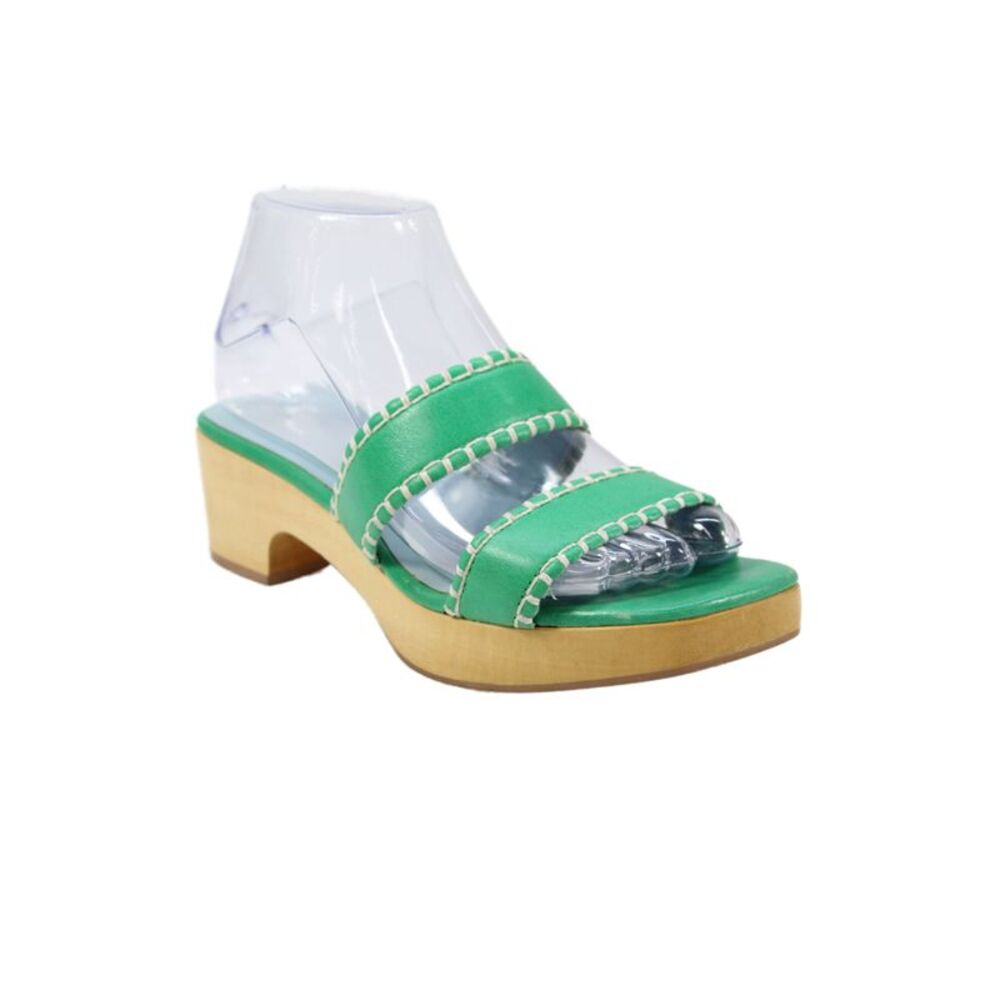 Frances Valentine Womens Leather Platform Sandal Heels Green Size 7 B